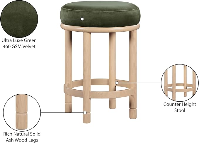 Meridian Furniture 976Green-C Monette Collection Art Deco Counter Stool - Image 7
