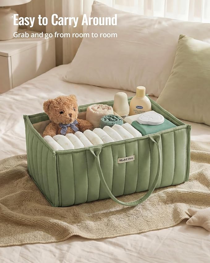 Blissful Diary Baby Diaper Caddy Organizer, Stylish Storage Basket - Image 4