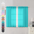 OVZME Turquoise Sheer Curtains 45 Inches Long 2 Panels, Light Filtering Sheer by OVZME