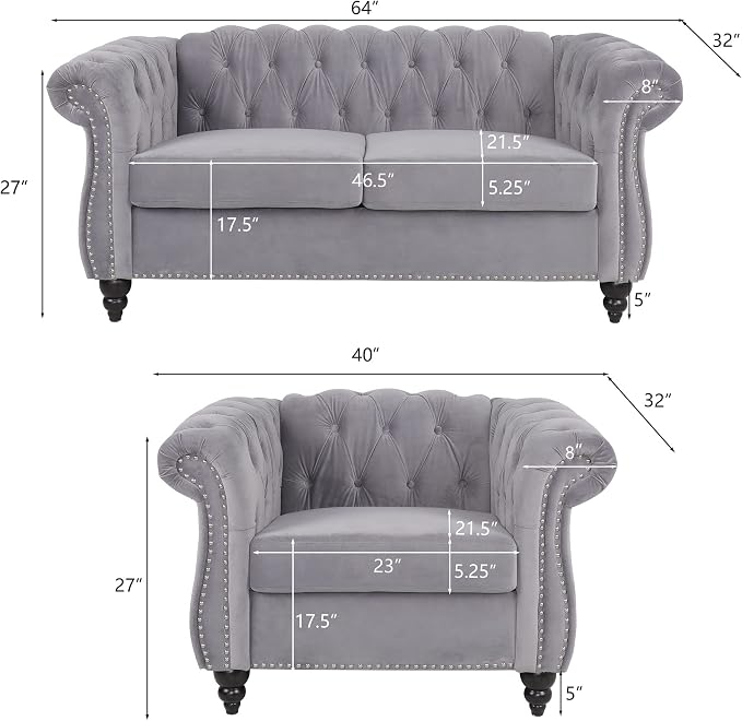 RARZOE 2 Pieces Living Room Furniture - Image 2