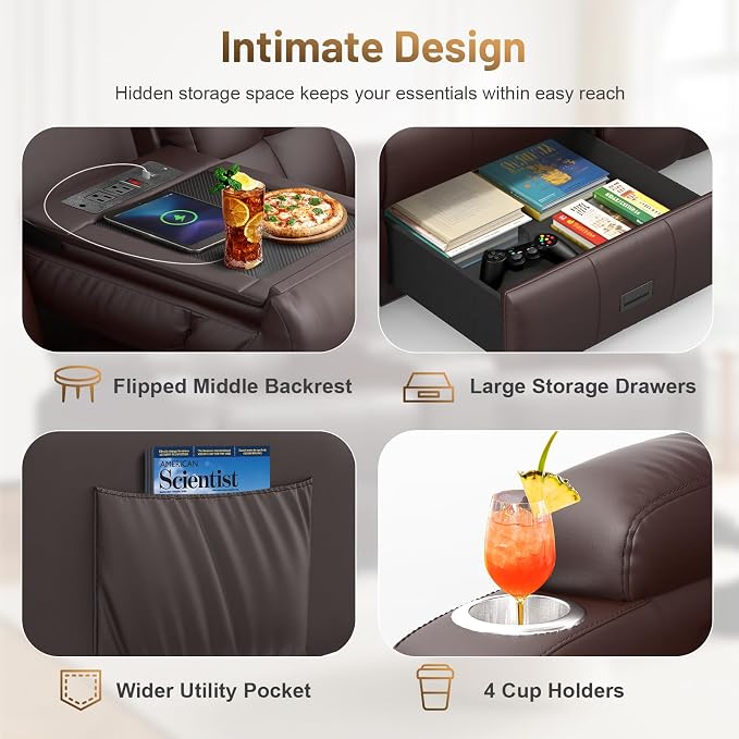3-Seater Loveseat Recliner Sofa, RV Wall Hugger Home Theater Seating Reclining - Image 6