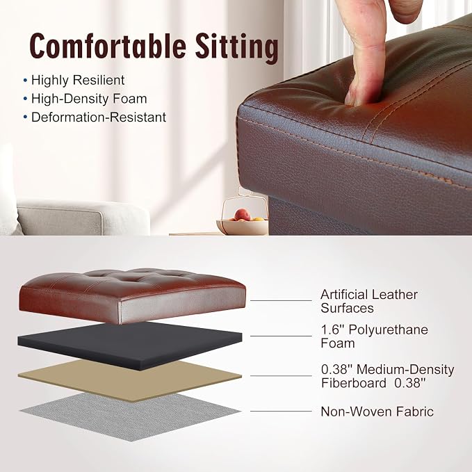 Ottoman with Storage, Folding Foot Rest Stool with Thicker Foam Padded Seat. - Image 6