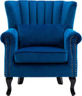 Mid Century Accent Chair Modern Tufted Wingback Armchair Club Chair Velvet by DMFurniture