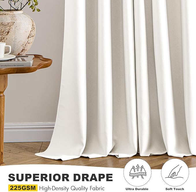 MIULEE Ivory Blackout Curtains for Bedroom Living Room 84 Inches Long 2 Panels - Image 5