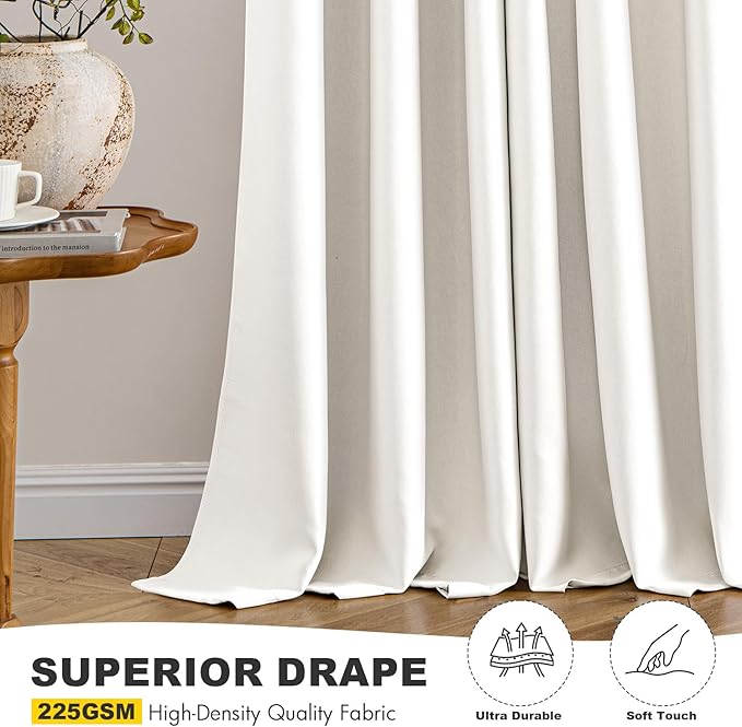 MIULEE Ivory Blackout Curtains for Bedroom Living Room 72 Inches Long 2 Panels - Image 5