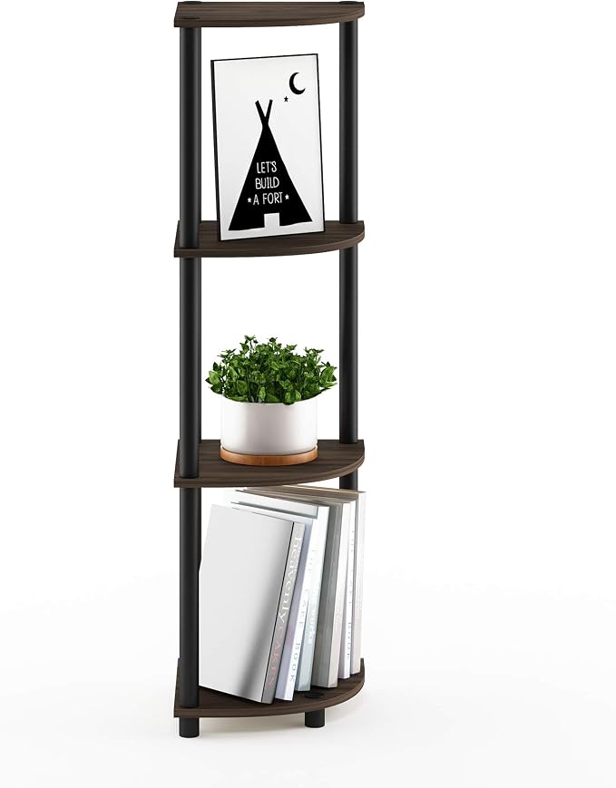 Furinno TURN-N-TUBE Corner Shelf, 4-Tier Corner Bookshelf, Display Storage - Image 7