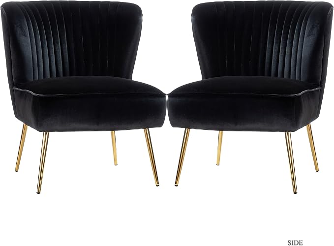 HULALA Home Velvet Accent Chair Set of 2, Modern Armless Upholstered Side Chair - Image 8