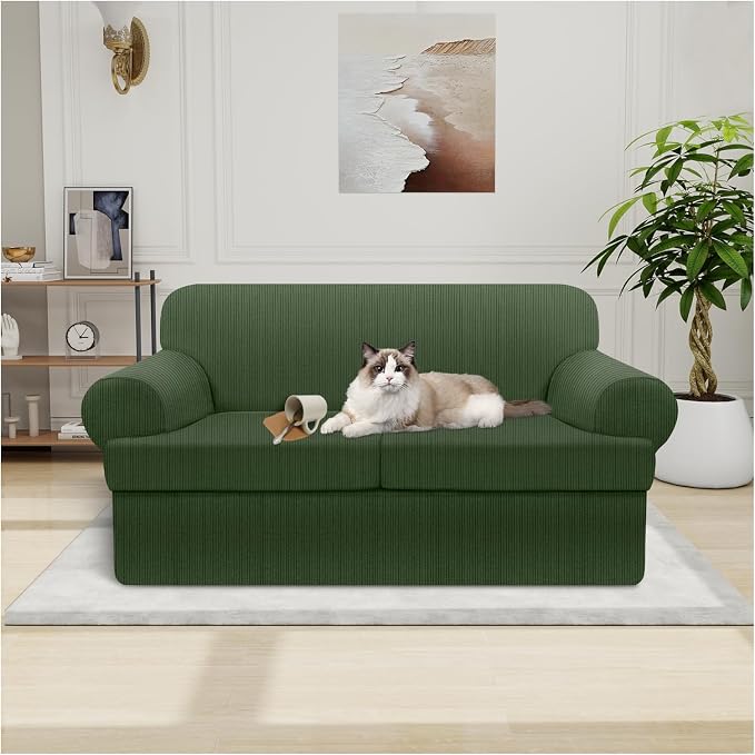 Waterproof Loveseat Cover 3-Piece Set Striped Slipcover by Pfrstuv