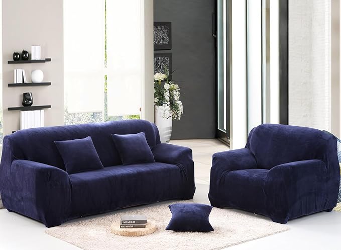 vctops 1-Piece Velvet Plush Stretch Sofa Slipcover - Image 2