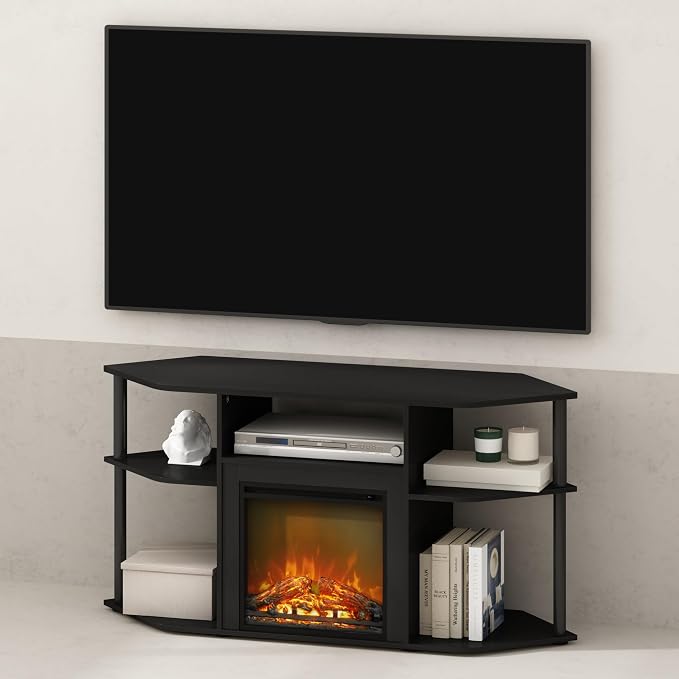 Furinno Jensen Fireplace TV Stand, NO Heat Decorative Electric Fireplace Corner - Image 2