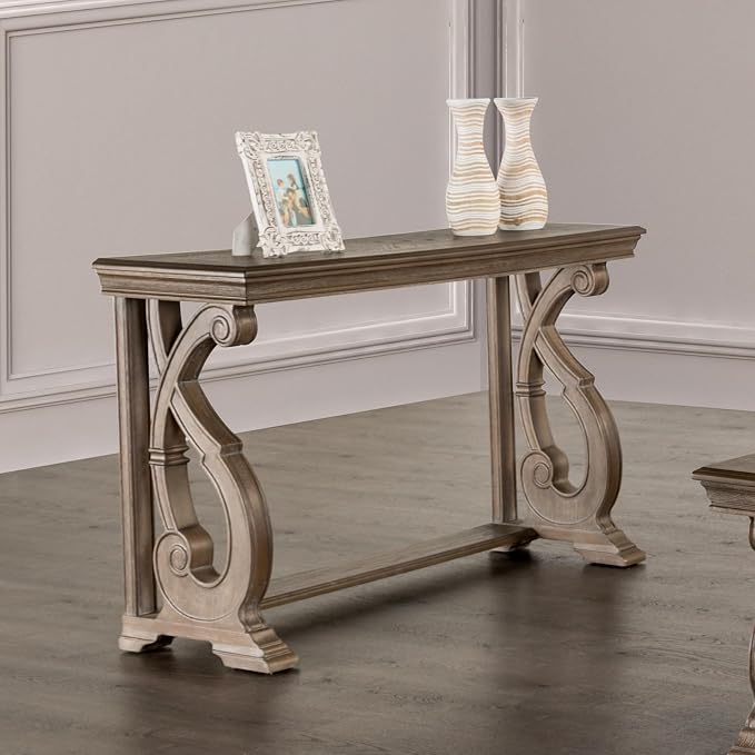 GOWE Traditional Style Sofa Table Solid Wood Structure Curved Scroll Legs by Gowe