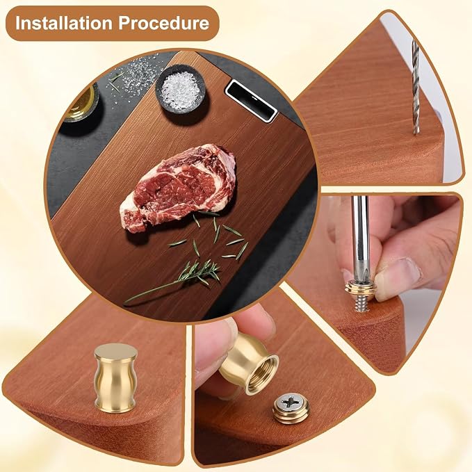Brass Cutting Board Feet, Including Stainless Steel Screws, Silicone Nonslip - Image 5