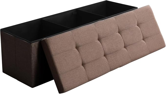 45.3 Inches Storage Ottoman Bench Foldable Seat Footrest Shoe Bench End of Bed by CUYOCA-MakeYouFeelComfort