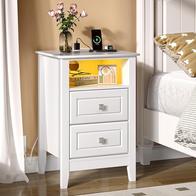 Bonnlo White Nightstand Set of 2 - Image 3