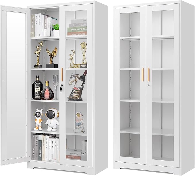 Polup Display Cabinet with Glass Doors, Metal Glass Display Case by POLUP