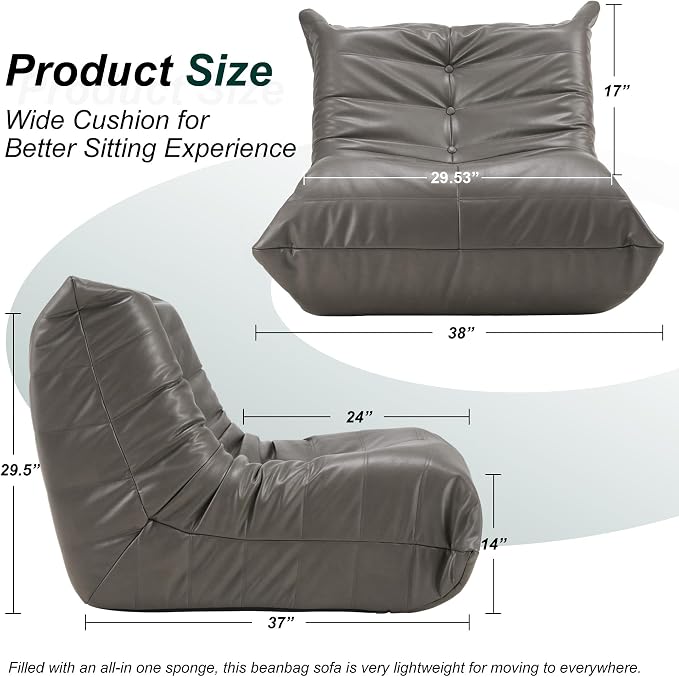 Hobestluk Giant Bean Bag Chair Lazy Floor Sofa, Memory Foam Fireside Sofa - Image 2