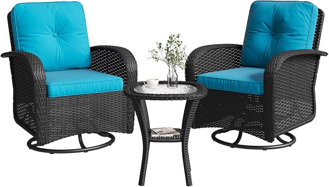Aoxun 3 Pieces Patio Furniture Set, Patio Swivel Rocker Chairs Set of 2 by Aoxun