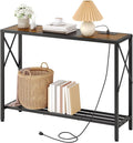 Tajsoon Console Table with Charging Station, 41.8" Entryway Table with Shelves by Tajsoon