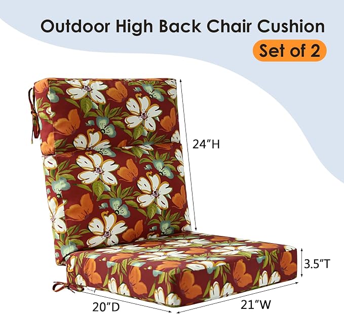 Unimatta Outdoor High Back Chair Cushion Seat Pads, 44 x 21 Inch - Image 5