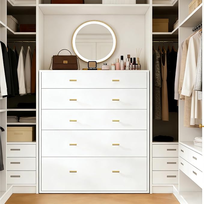 5 Drawer Dresser for Bedroom, 30.7" W x 38" H Tall Tempered Glass Top Dresser - Image 3