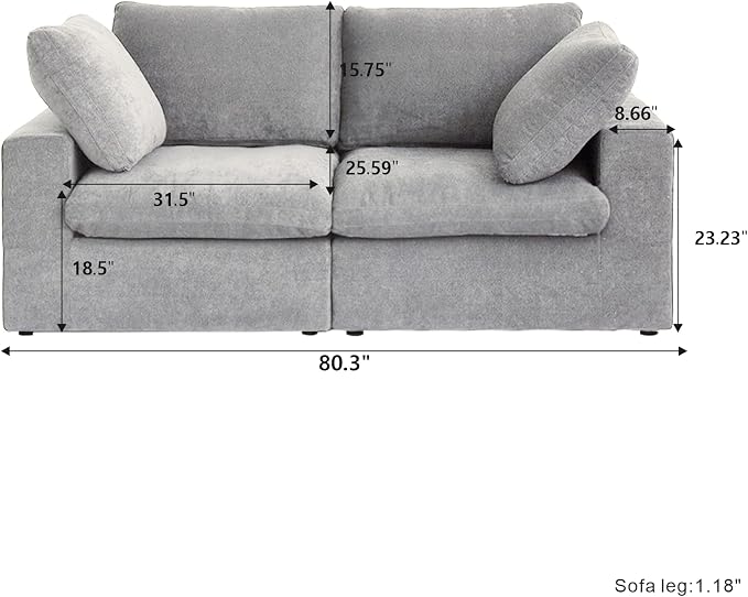 Cloud Modular Sectional Sofa Couch, 80.3" Convertible Couches Lovesofa - Image 2