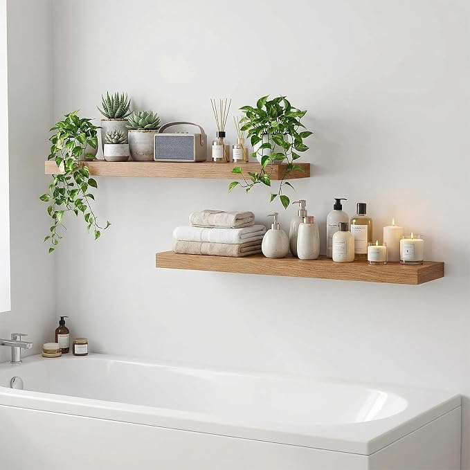 31.5in Floating Shelves for Wall, Wall Mounted Shelves for Decor Storage Set of - Image 6