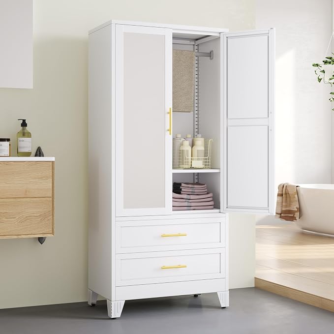 erosoei Metal Armoire Wardrobe Closet, 71 "Metal Clothing Storage Cabinet - Image 4