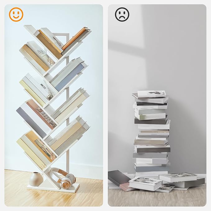 HOOBRO Tree Bookshelf, 9-Tier Bookcase Wooden Shelves, Floor Standing Storage - Image 5