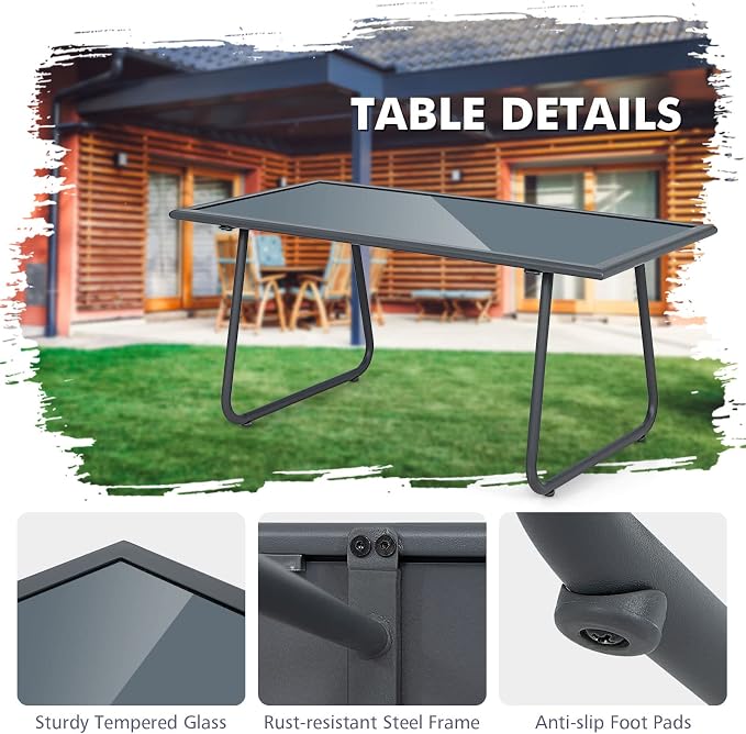 Tangkula 4 Pieces Patio Furniture Set, Outdoor Conversation Set - Image 6