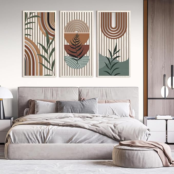 IARTTOP Large Boho Wood Wall Art 16x32 Inch Mid Century Modern Bohemian Wooden - Image 6