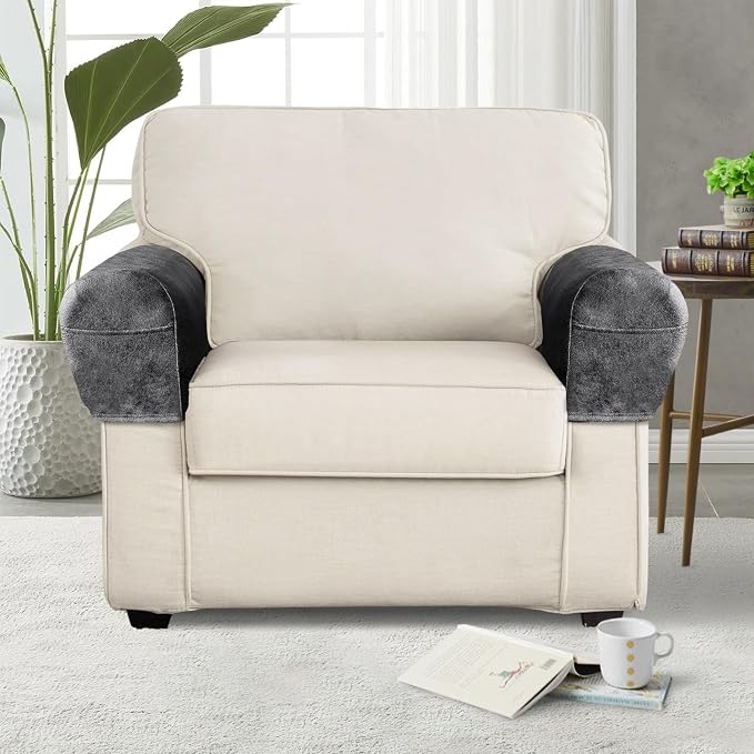 ANARACHON Leather Look Couch Arm Covers Set of 2 Armrest Covers - Image 2