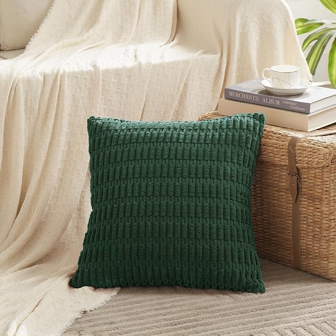 Fancy Homi Set of 4 Dark Green Boho Decorative Throw Pillow Covers 16x16 Inch - Image 2