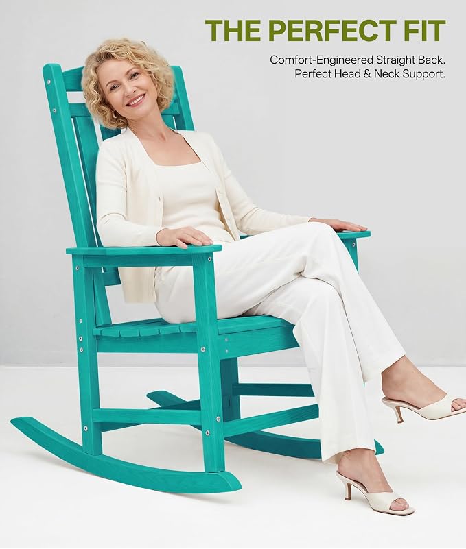 Outdoor Adirondack Rocking Chairs All-Weather HDPE Patio Rocker Chair - Image 5