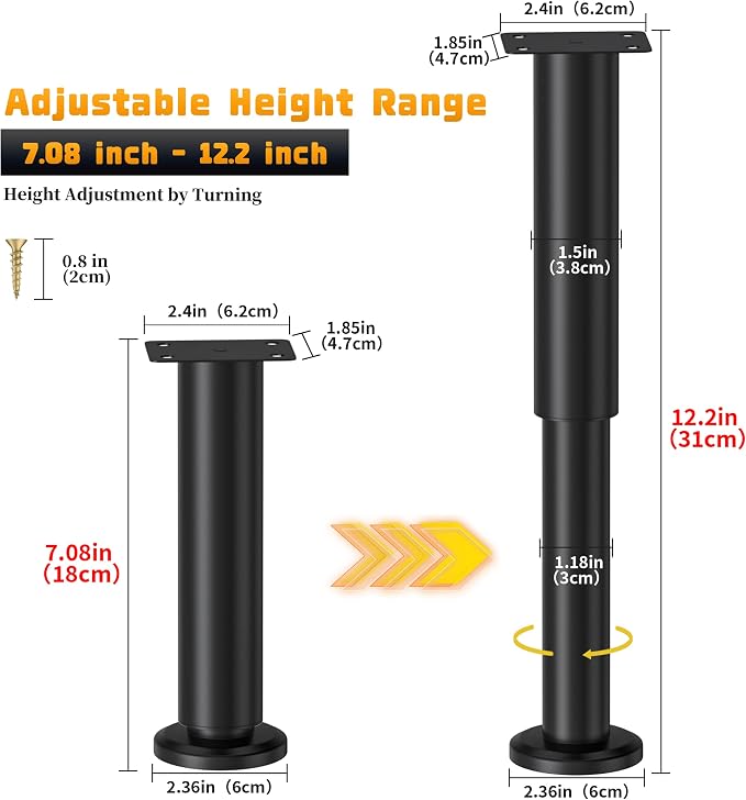 Wlrrcwdttc 4 Pcs Adjustable Height Bed Support Legs - Image 2
