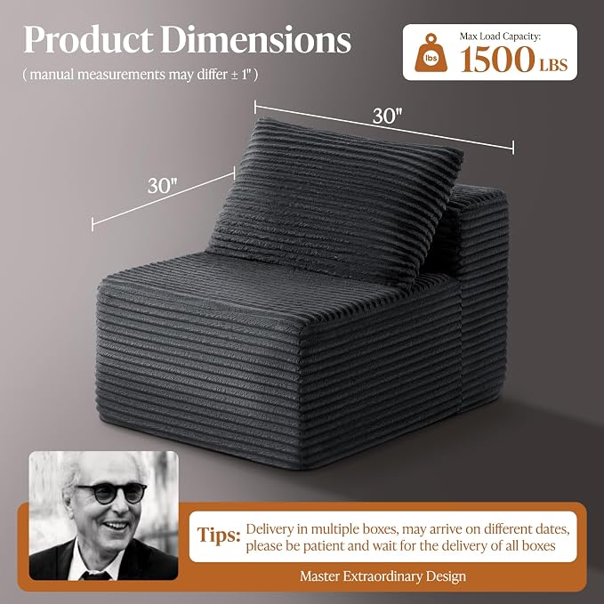 30" Cloud Sectional Couch Single Seat - Image 2