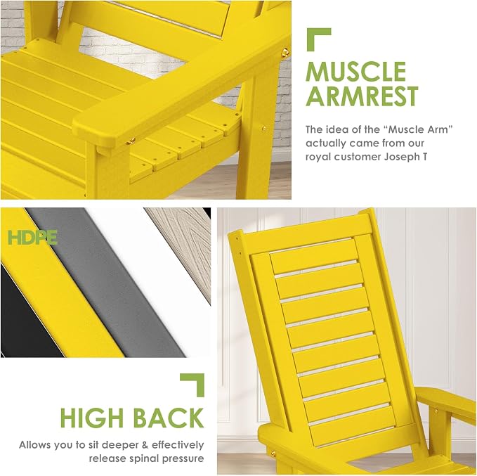 GREENVINES Outdoor Rocking Chairs | Set of 4 | Porch Rocker | HDPE Plastic | - Image 7