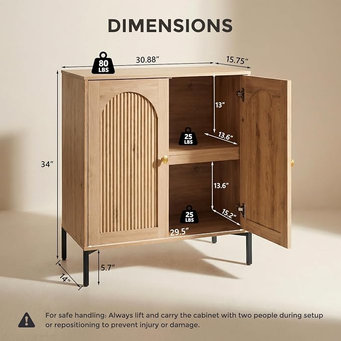 IFBUY Modern Sideboard Buffet Cabinet, Wooden Modular Coffee Bar Cabinets - Image 2
