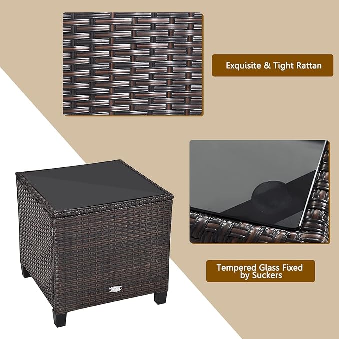 HAPPYGRILL 3 Pieces Patio Conversation Set, Outdoor Furniture Set PE Rattan - Image 5