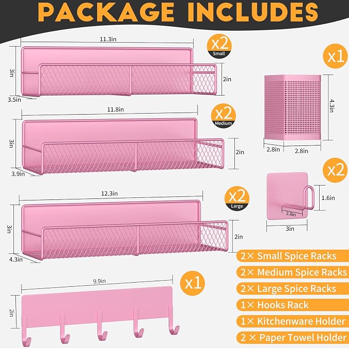 Magnetic Spice Rack for Refrigerator, 10 Pack Metal Magnetic Shelf, Moveable - Image 2