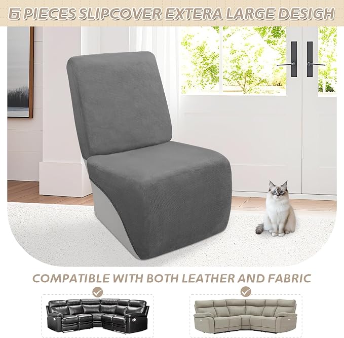 Arfntevss Sectional Recliner Couch Covers Velvet Corner Sectional Sofa Cover - Image 3