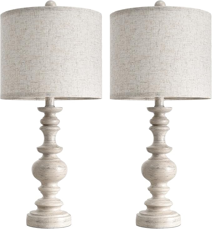 BOBOMOMO 24" Farmhouse Resin Table Lamp Set of 2, Vintage Lamps - Image 8