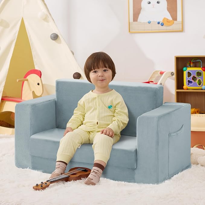 Kids Couch, 2-in-1 Toddler Chair Comfy 1-3 Years, Convertible Kids Chair - Image 5