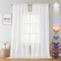 Lecloud Sheer White Curtains 96 Inches Long 2 Panels, Farmhouse Soft Voile by Lecloud