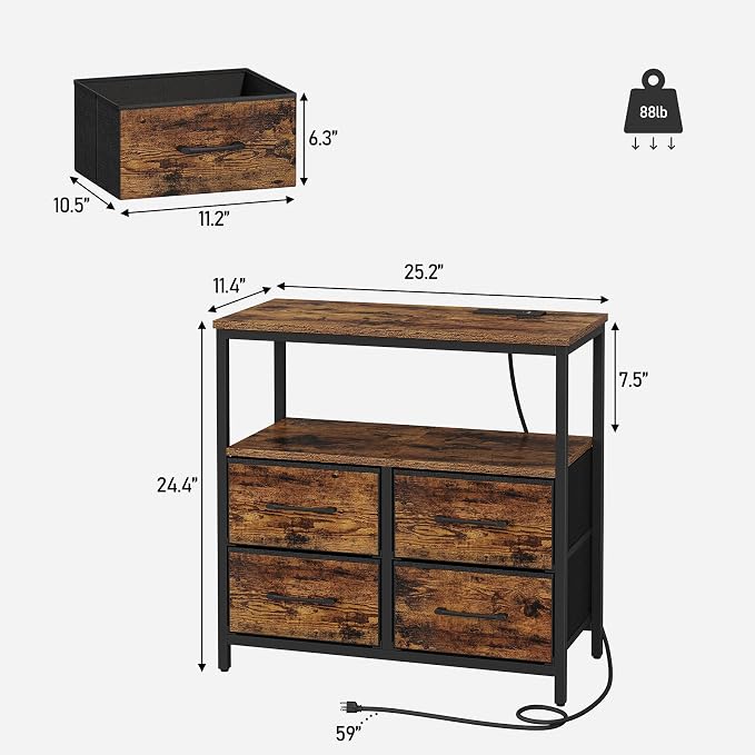TUTOTAK LED Night Stand with Charging Station, Large Nightstand with USB and - Image 3