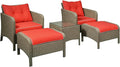 Outsunny 5 Pieces Rattan Wicker Lounge Chair Outdoor Patio Conversation Set by Outsunny