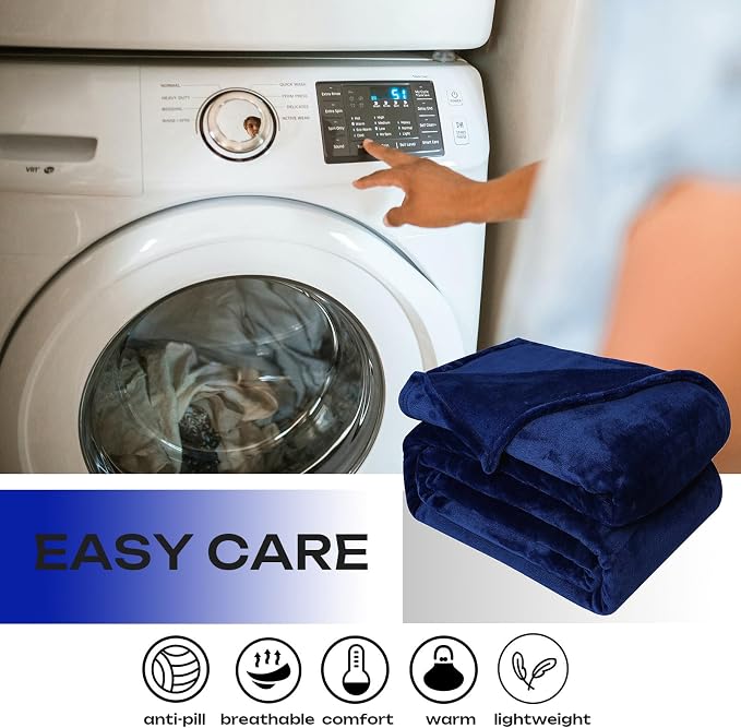 JIAHANNHA Navy Blue Throw Blanket Fleece Blanket Throw Size, Super Soft Cozy - Image 4