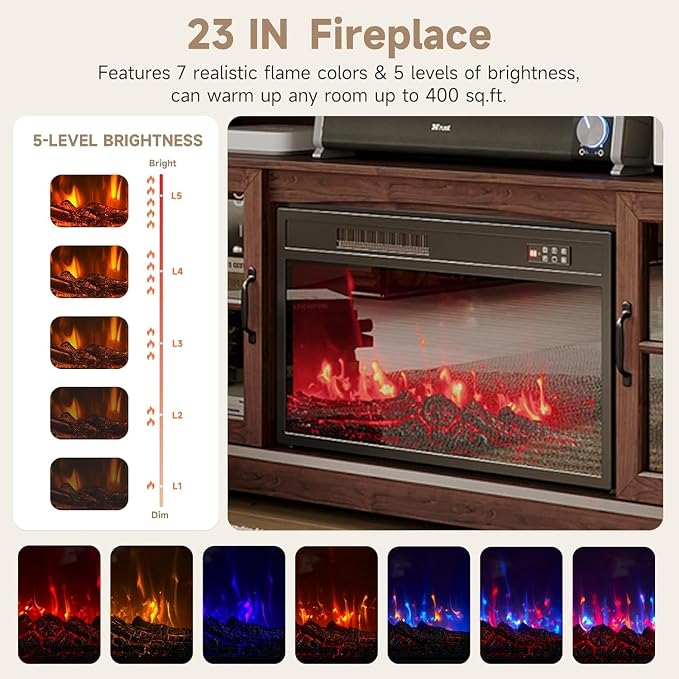 58" Fireplace TV Stand, Modern Entertainment Center - Image 5