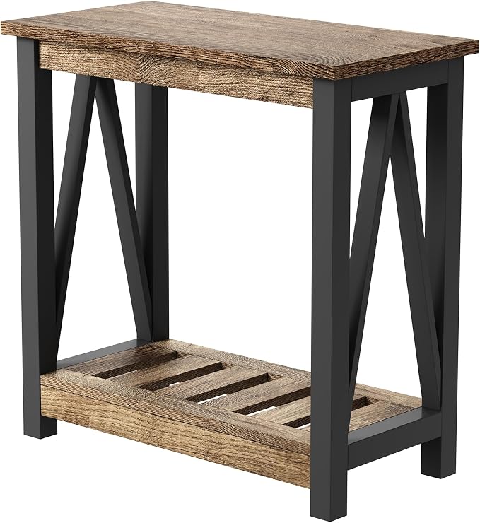 ChooChoo Farmhouse End Table Set of 2, Rustic Vintage Narrow End Side Table - Image 7