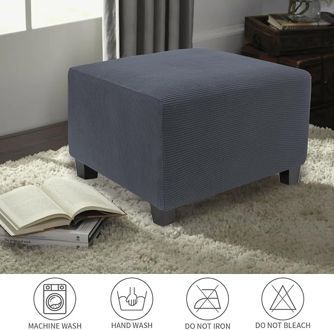 NeColorLife Stretch Ottoman Cover Square Oversized Soft Knitted Jacquard Thick - Image 6