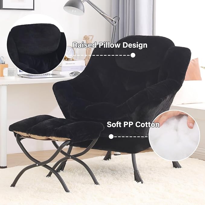 Tiita Lazy Chair with Ottoman, Comfy Leisure Sofa Armchair with Ottoman - Image 4